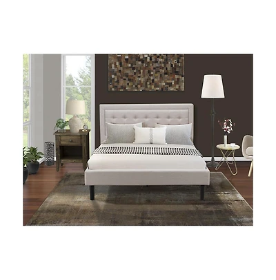 East West Furniture FN08Q-1GA07 2-Piece Fannin Queen Bedroom Set with 1 Wingback Bed and a Mid Century Modern Nightstand