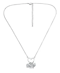 Women's Pave Cubic Zirconia Charm Holder Necklace with Evil Eye, Heart, and Elephant Charm Necklaces