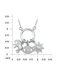 Macy's Fine Silver-Plated Over Brass Circle Charm Holder with Elephant, Evil Eye and Sun Charms Necklace