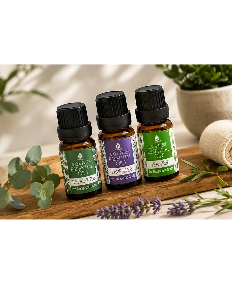 3 pack of 100% Pure Essential Oils (Eucalyptus, Lavender & Tea Tree)