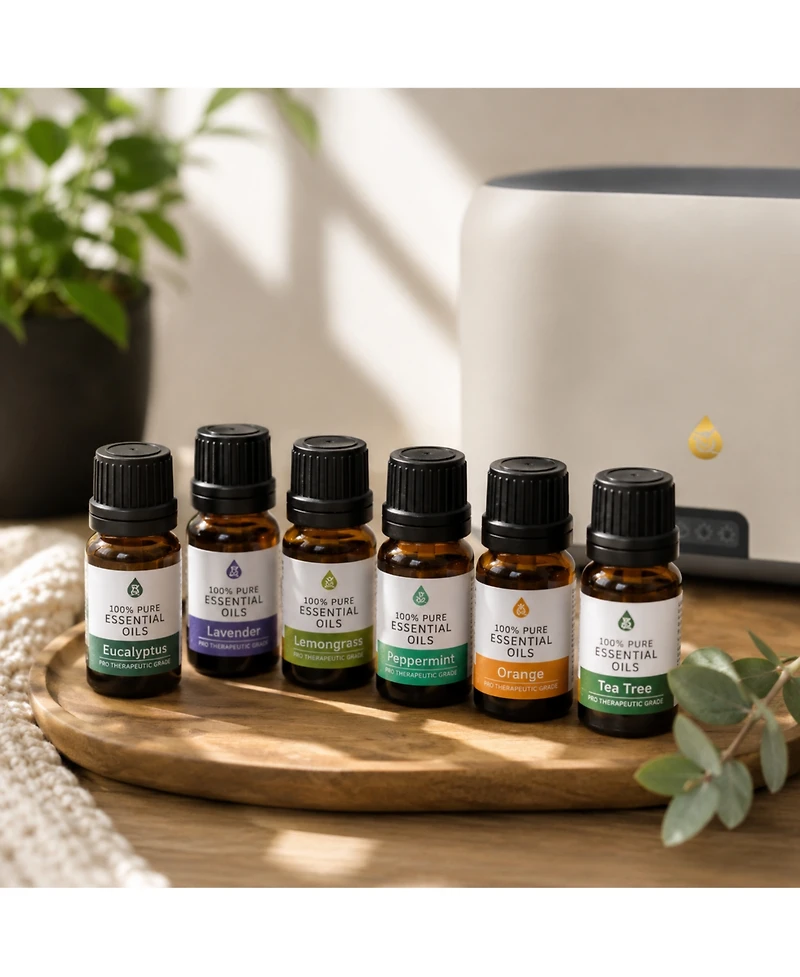 Pursonic FlameGlow Aromatherapy Diffuser & 6-Pack Essential Oils Wellness Bundle - Pure Relaxation with Light, Scent & Serenity
