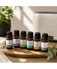 Pursonic FlameGlow Aromatherapy Diffuser & 6-Pack Essential Oils Wellness Bundle - Pure Relaxation with Light, Scent & Serenity