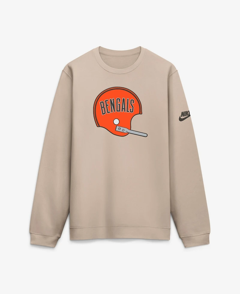 Nike Men's Cincinnati Bengals Rewind Club Throwback Embroidered Graphic Crew Sweatshirt
