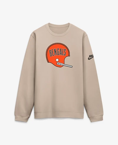 Nike Men's Cincinnati Bengals Rewind Club Throwback Embroidered Graphic Crew Sweatshirt