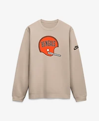 Nike Men's Cincinnati Bengals Rewind Club Throwback Embroidered Graphic Crew Sweatshirt