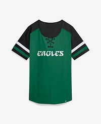 Fanatics Women's Philadelphia Eagles Curl Route Athena Lace-Up Mesh T-Shirt