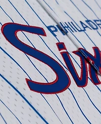 Mitchell & Ness Men's Philadelphia 76ers Hardwood Classics Head Coach Pinstripe Mesh Jersey