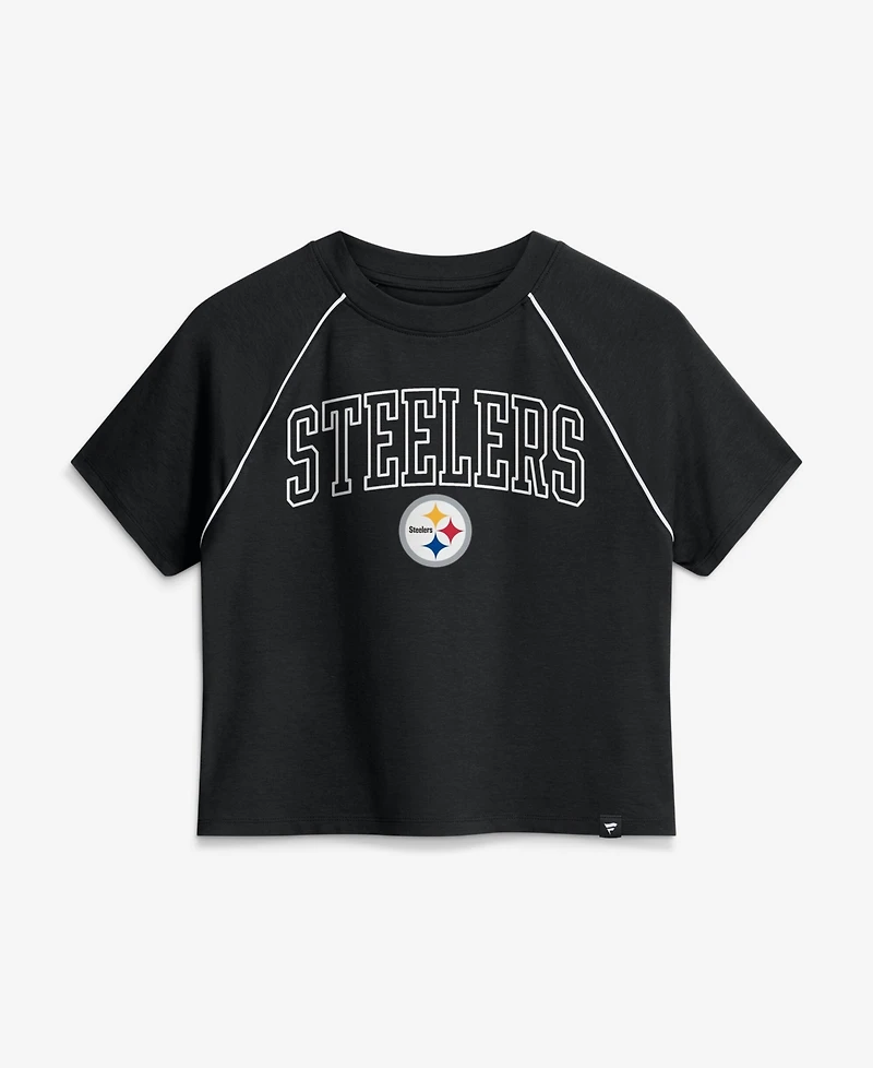 Fanatics Women's Pittsburgh Steelers Offensive Scheme Raglan Cropped Top