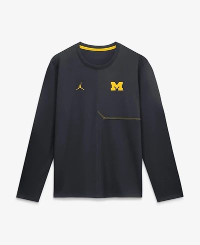 Jordan Men's Michigan Wolverines Sideline Coaches Long-Sleeve Crewneck T-Shirt
