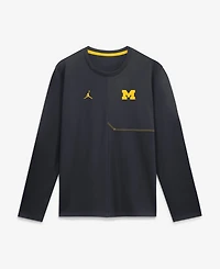 Jordan Men's Michigan Wolverines Sideline Coaches Long-Sleeve Crewneck T-Shirt