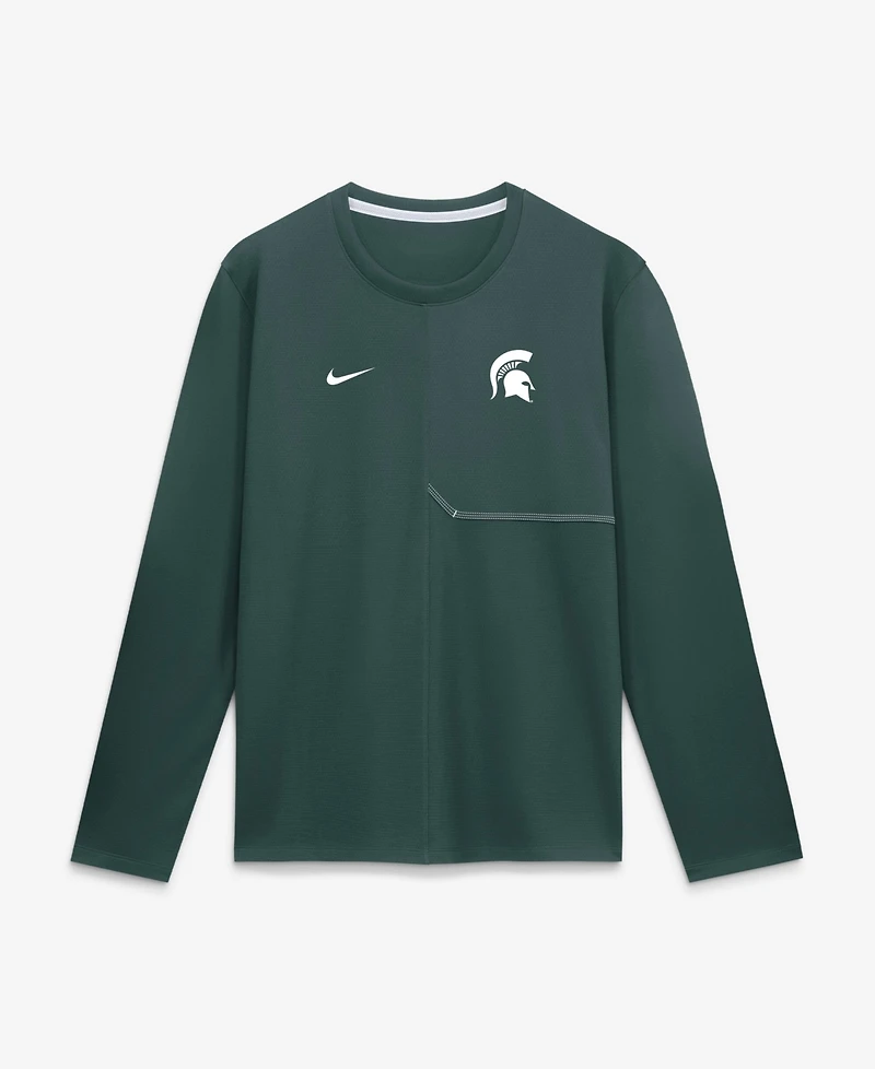 Nike Men's Michigan State Spartans 2026 Sideline Coach Long-Sleeve Crewneck T-Shirt