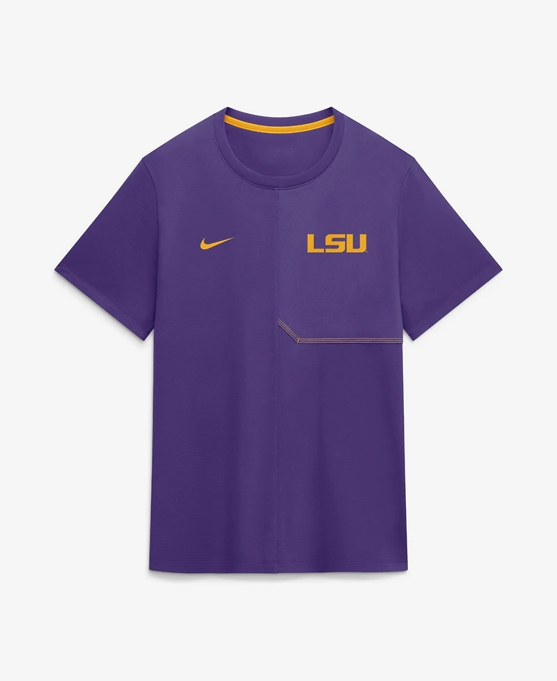 Nike Men's Lsu Tigers Sideline Coach Crewneck Short-Sleeve T-Shirt