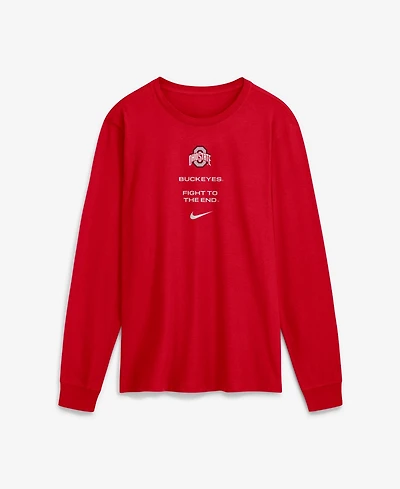 Nike Men's Ohio State Buckeyes Sideline Long-Sleeve Crewneck Screen-Print T-Shirt