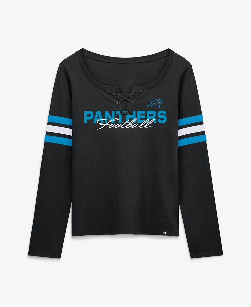 Fanatics Women's Carolina Panthers Team First Coverage Scheme Lace-Up Long Sleeve T-Shirt