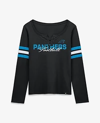 Fanatics Women's Carolina Panthers Team First Coverage Scheme Lace-Up Long Sleeve T-Shirt