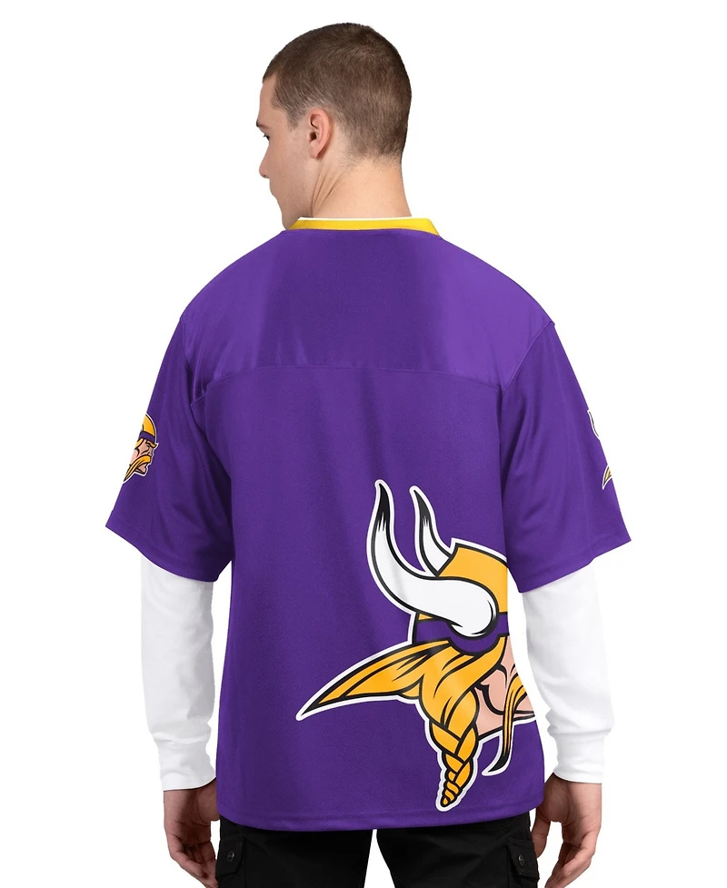 Starter Men's Purple/White Minnesota Vikings Short Sleeve Long T-Shirt, 2-Piece Set