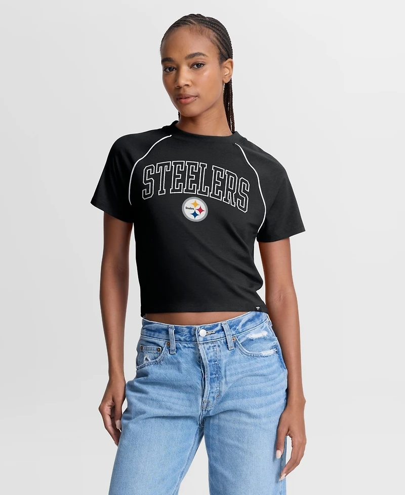 Fanatics Women's Pittsburgh Steelers Offensive Scheme Raglan Cropped Top