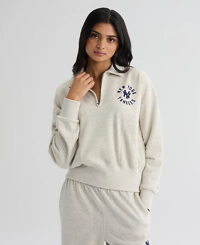 Fanatics Women's New York Yankees Iconic Terry Quarter-Zip Cropped Sweatshirt