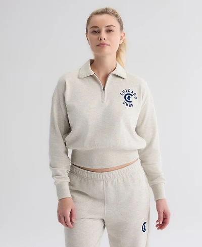 Fanatics Women's Chicago Cubs Quarter-Zip Cropped Sweatshirt