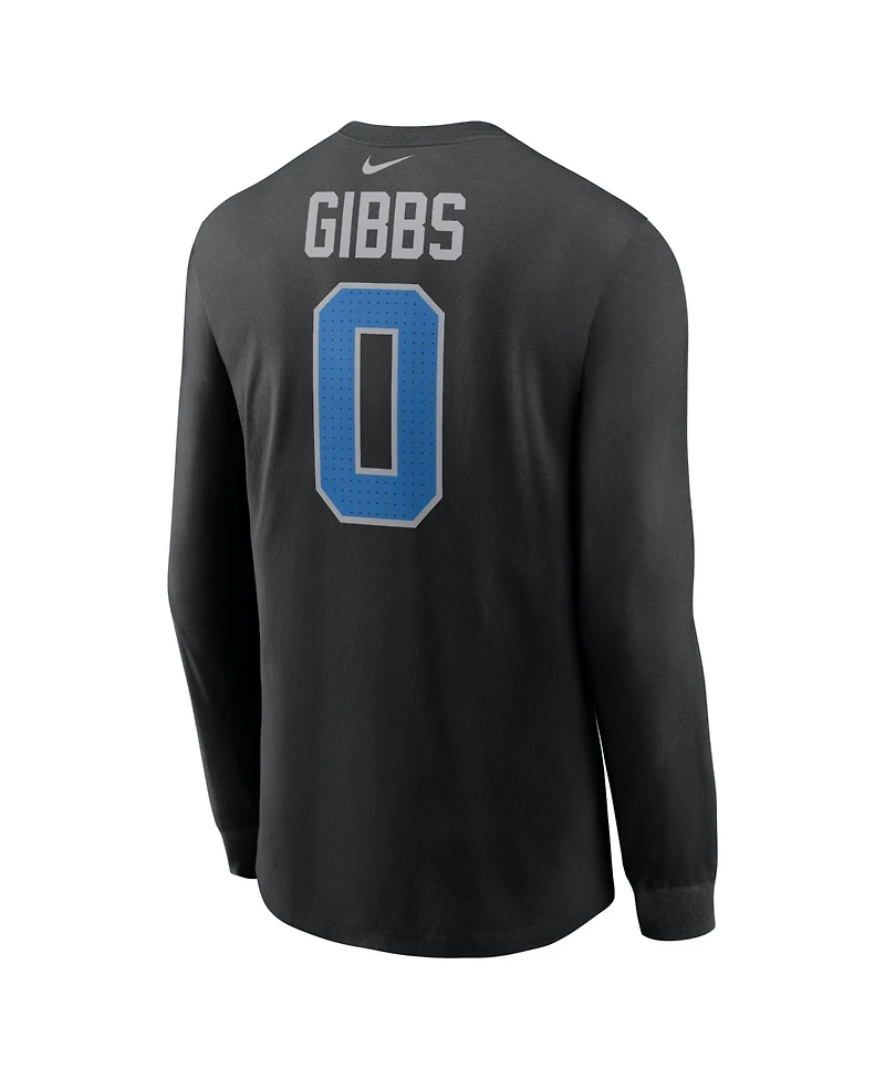 Nike Men's Detroit Lions Jahmyr Gibbs Name & Number Long-Sleeve Crewneck T-Shirt