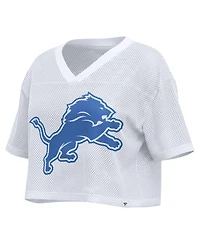 Fanatics Women's Detroit Lions Oversized Cropped Mesh V-Neck Jersey