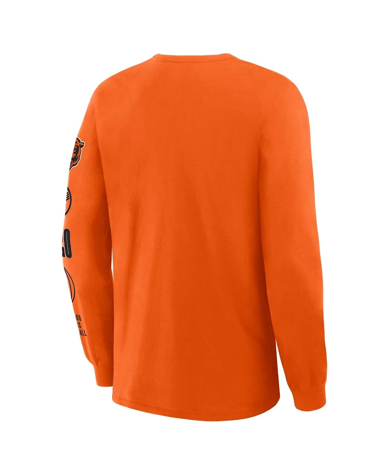 Fanatics Men's Chicago Bears Checkdown Pass Long-Sleeve Crewneck Classic-Fit T-Shirt
