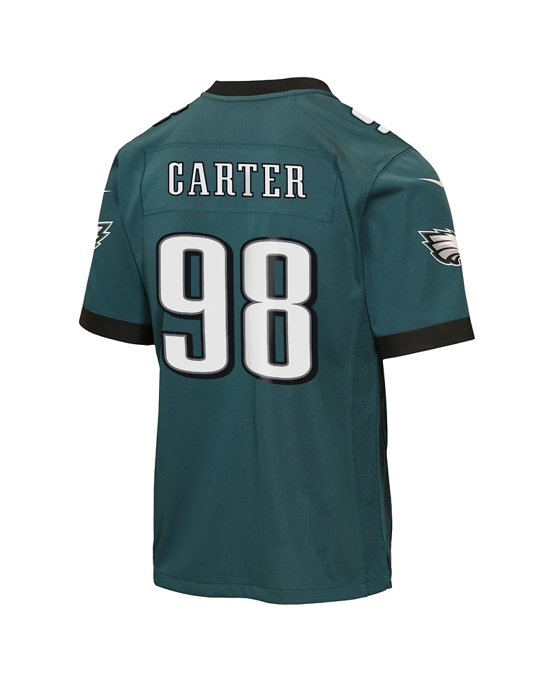 Nike Big Boys and Girls Jalen Carter Midnight Green Philadelphia Eagles Team Game Jersey