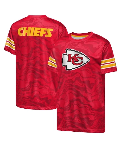 Outerstuff Boys' and Girls' Kansas City Chiefs Slant Route Regular-Fit Crewneck T-Shirt