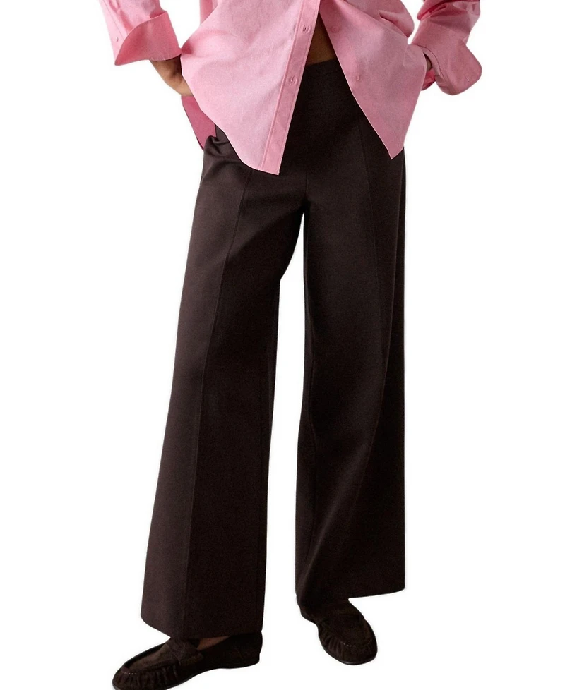 Whistles Women's Ponte Mid-Rise Wide-Leg Trousers