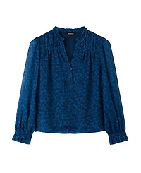 Whistles Women's Ditsy Long-Sleeve Mandarin Collar Blouse
