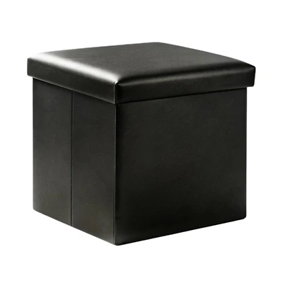 Slickblue 15 Inch Storage Ottoman Cube with Lid for Bedroom and Living Room