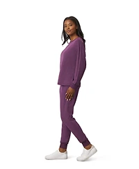 Cable & Gauge Women's Yummy Ribbed-Trim Tapered-Leg Pullover and Jogger Pants Set