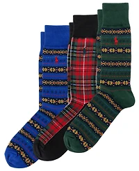 Polo Ralph Lauren Fair Isle Plaid Crew Socks, 3-Piece Set