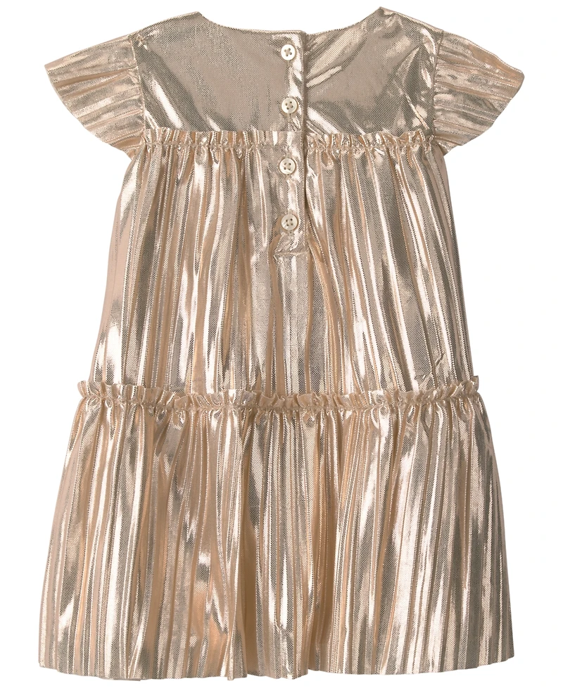 Carter's Baby Girls' Metallic-Crinkle Flutter-Sleeve Dress and Diaper Cover, 2-Piece Set