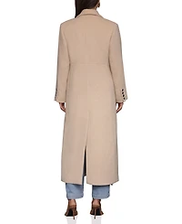Avec Les Filles Women's Double-Breasted Long Wool-Blend Structured-Shoulder Coat