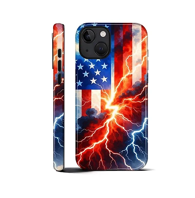Lisen Lightning of Liberty 2-Layer Anti-Slip Grip Raised Camera Ring Phone Case for Apple iPhone 15