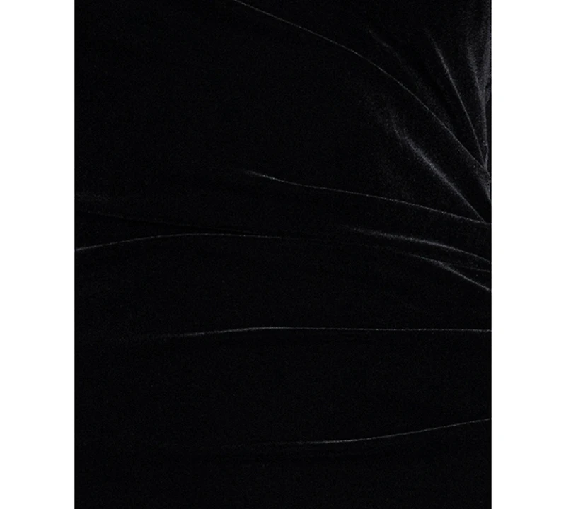 Xscape Women's Velvet Long-Sleeve Boat Neck Dress