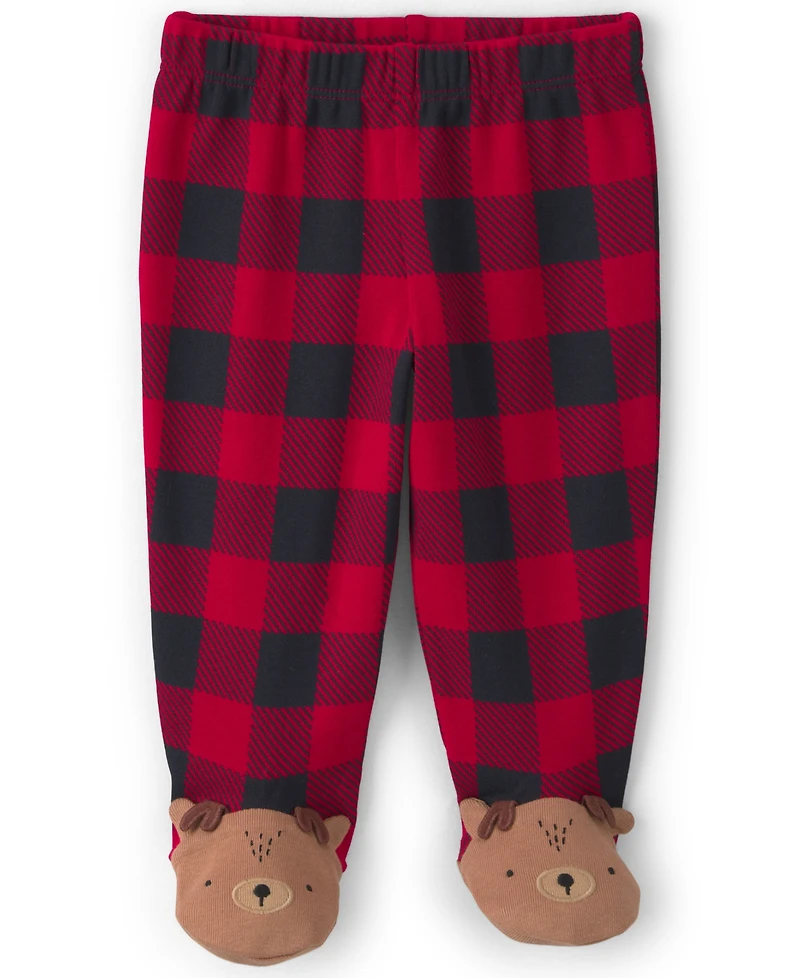Carter's Baby Boys' Dreaming of Santa Long-Sleeve Buffalo-Check Bodysuit and Footed Pajama Pant, 3-Piece Set