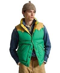 Polo Ralph Lauren Men's Western-Style Leather Yoke 750-Fill-Power Down Vest