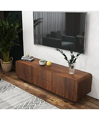Rainsken 58 inch Tv Stand, Spiral Wave Design, With Storage Cabinet And 2 Drawers for 60" , Media Console, Living Dining