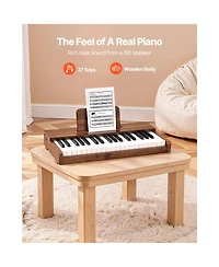 Mecale 37-Key Extended Range Wooden Kids Digital Piano, Ages 3+
