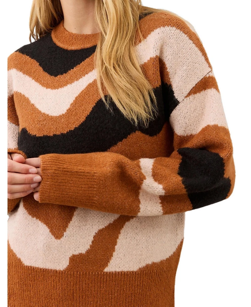 Finery London Women's Minnie Abstract-Print Crewneck Long-Sleeve Sweater