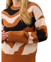 Finery London Women's Minnie Abstract-Print Crewneck Long-Sleeve Sweater