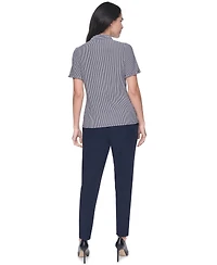 Tommy Hilfiger Women's Short-Sleeve Striped Ruffle Blouse