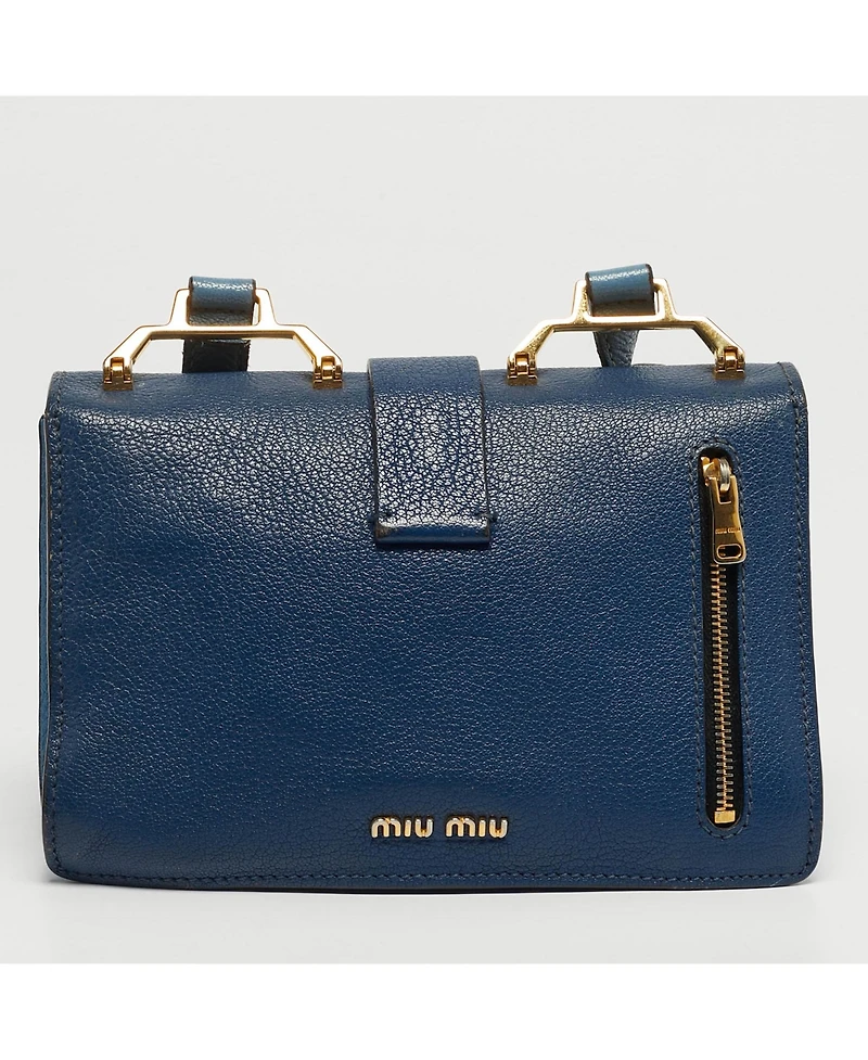 Pre-Owned Miu Miu Women's Two-Tone Madras Leather Flap Crossbody Bag