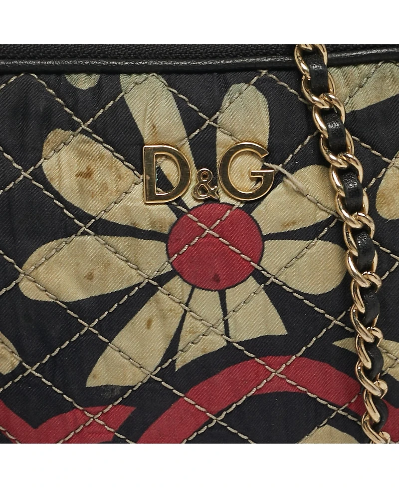 Pre-Owned Dolce & Gabbana Women's Lily Glam Quilted Floral Crossbody Bag