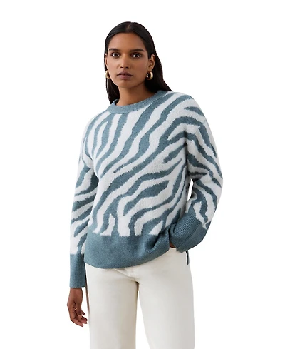 Finery London Women's Tully Animal Print Long-Sleeve Sweater