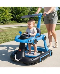 Slickblue 6-in-1 Baby Walker and Activity Center with Canopy, Music Rocker