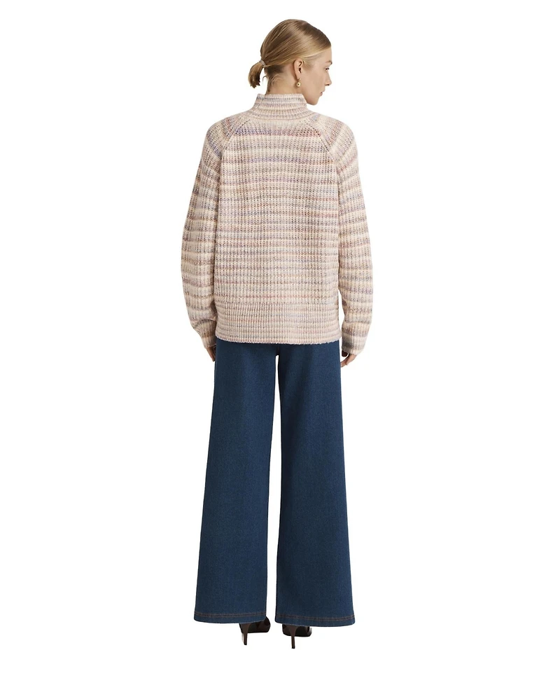 Finery London Women's Helen Long-Sleeve Striped Funnel Neck Sweater