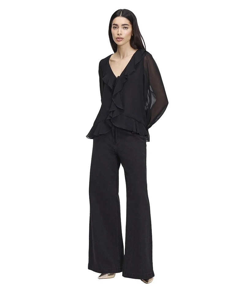 Finery London Women's Jannelle Sheer Long-Sleeve Blouse